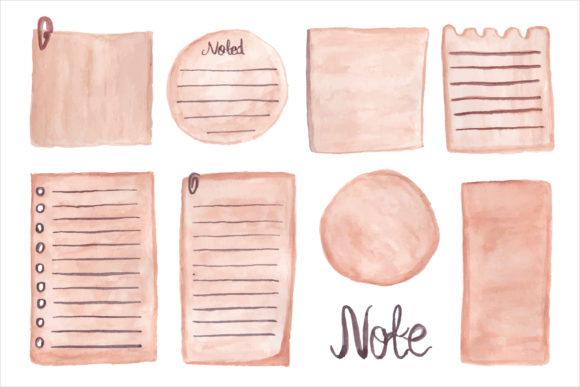 A Set Note Sheet Watercolor