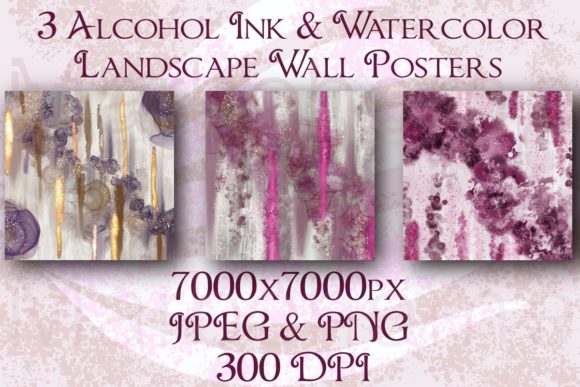 Alcohol Ink Watercolor Wall Posters and Illustrations