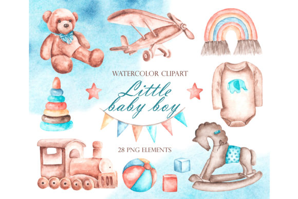 Baby Watercolor Clipart. Boy, Kid. PNG