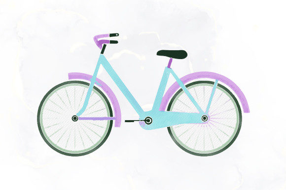 Beautiful Watercolor Bicycle Clipart and Illustrations