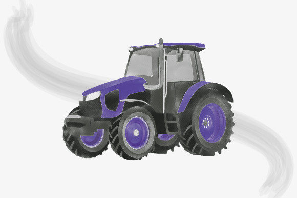 Beautiful Watercolor Tractor Clipart