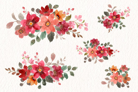 Digital Clipart Watercolor Flower Part53 & Illustrations