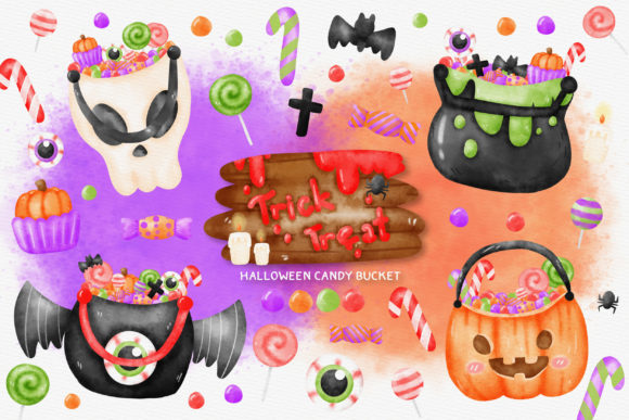 Halloween Candy Bucket Watercolor Set