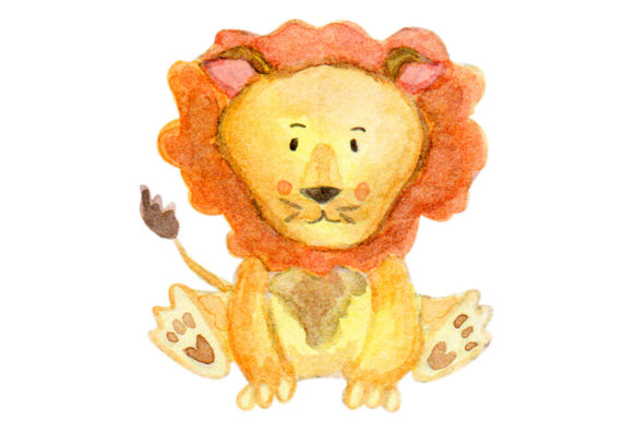 Lion Animal Watercolor Woodland Clipart and Illustrations