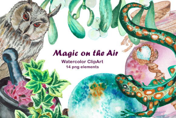 Magic Halloween Watercolor Illustrations