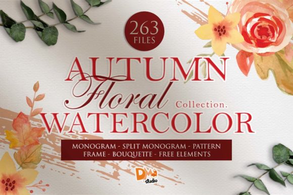 Mini Bundle Autumn Floral Watercolor Illustrations