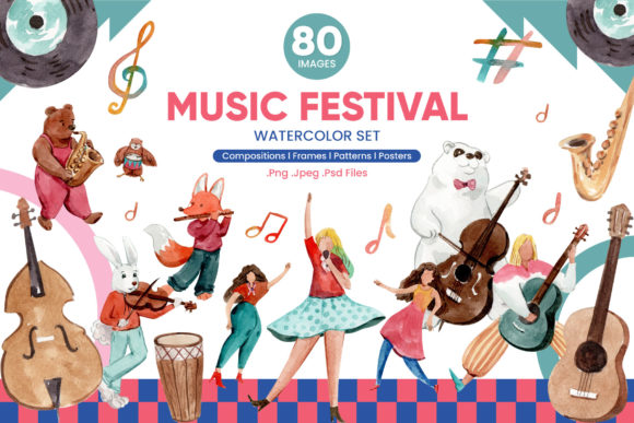 Music Festival Watercolor Illustrations