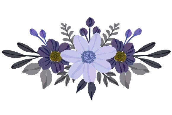 Purple Rose Watercolor Arrangement Illustrations