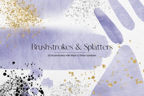 Purple Watercolor Brush Strokes and Illustrations