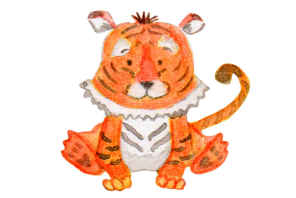 Tiger Animal Watercolor Woodland Clipart and Illustrations