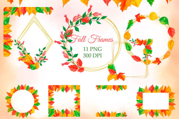 Watercolor Autumn Frames, Wreaths