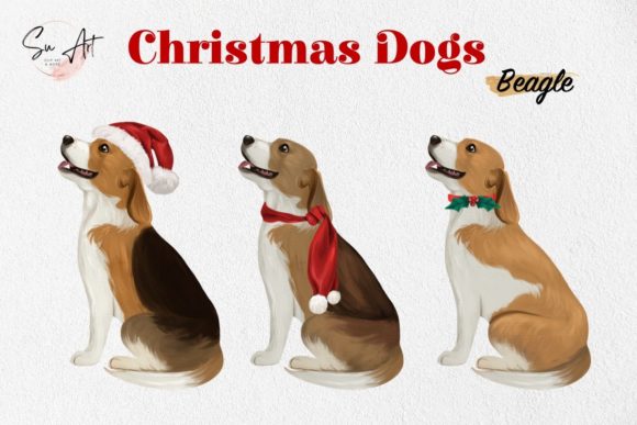 Watercolor Beagle Dog Illustrations