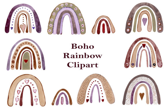 Watercolor Boho Rainbow Illustrations