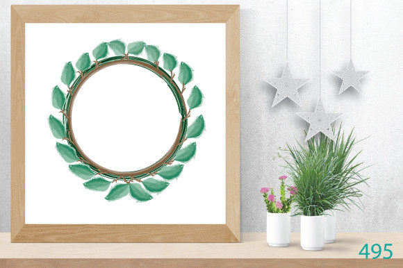 Watercolor Circle Mirror Frame Clipart and Illustrations