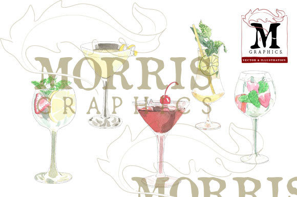 Watercolor Drink Cocktail Illustrations