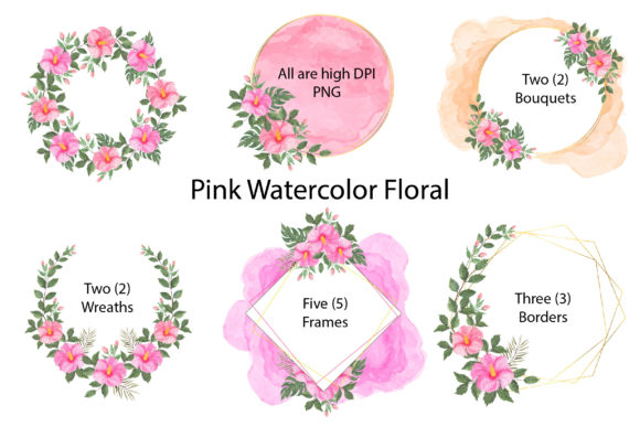 Watercolor Floral Frame Clipart PNG Illustrations