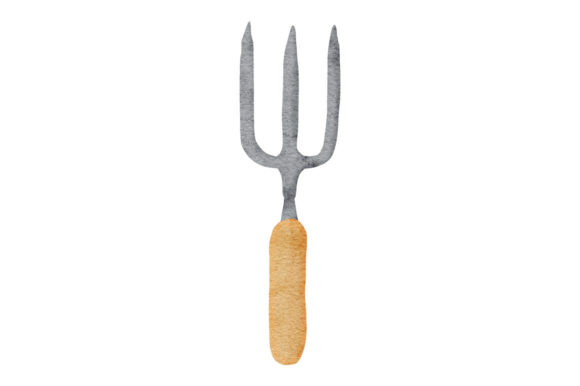 Watercolor Fork Gardening Tool Element Illustrations