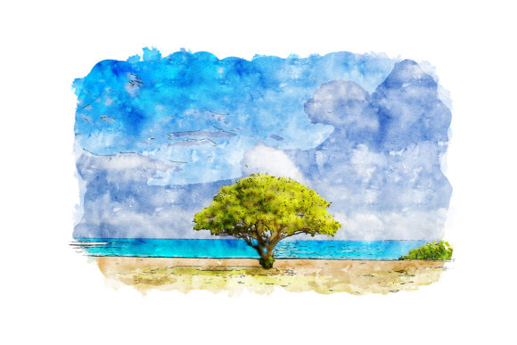Watercolor Landscape Drawing and Illustrations