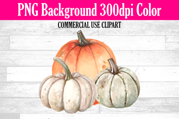 Watercolor Pumpkins Sublimation Clipart and Illustrations