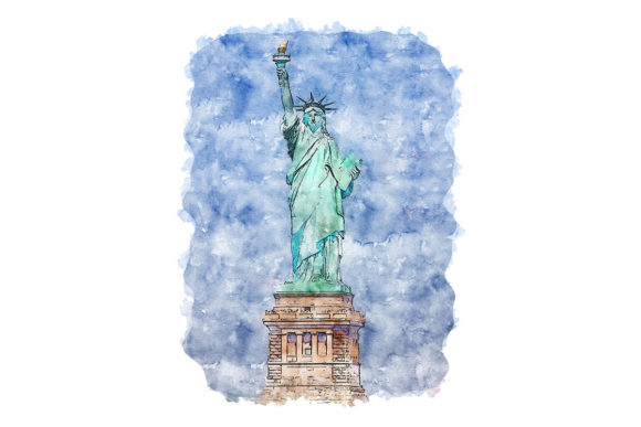 Watercolor Statue of Liberty Illustrations