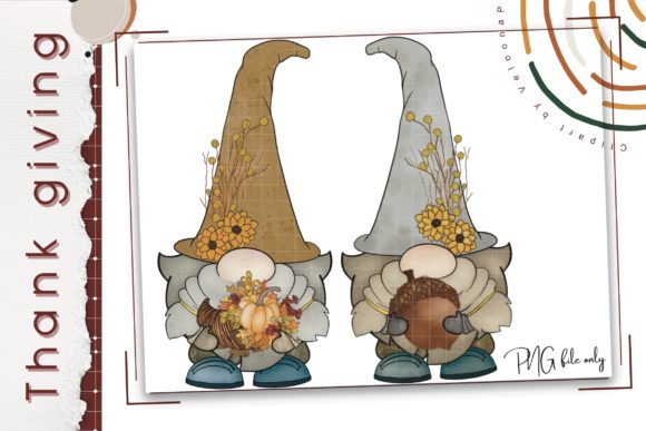Watercolour Thanksgiving Gnome Illustrations