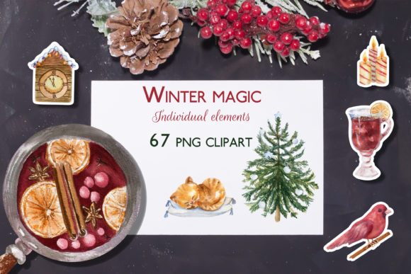 Winter Magic. Watercolor Clipart